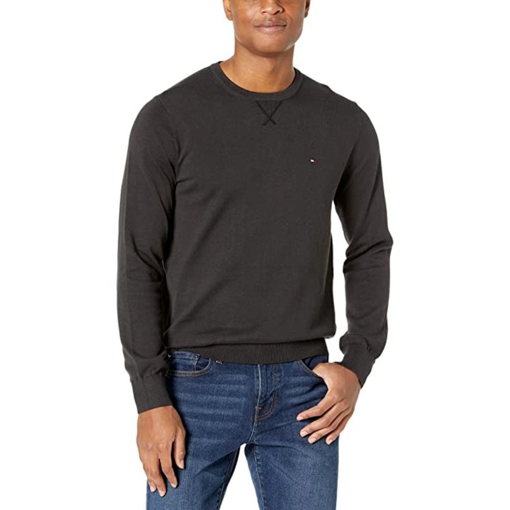 $60 Tommy Hilfiger Men's XL Signature Solid Crew Neck Sweater deep black 78J3330